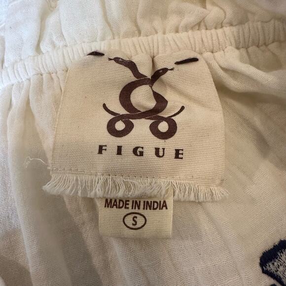 Figue Cream Blue Embroidered Boho Peasant Top with Tassels sz S NWOT $428 - Picture 9 of 10